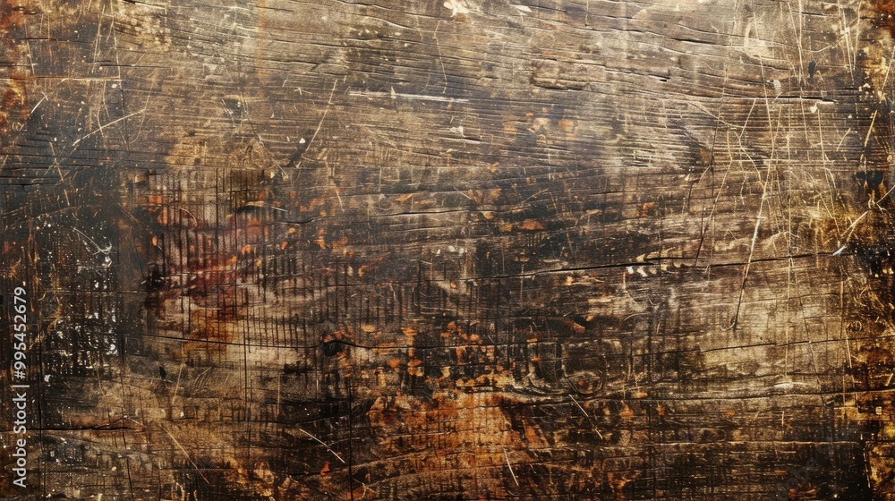 Obraz premium Stock photo of a large rough grunge wooden background with scratches