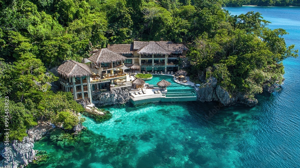 A beautiful beach house with a pool and a view of the ocean A beautiful beach house with a pool and a view of the ocean