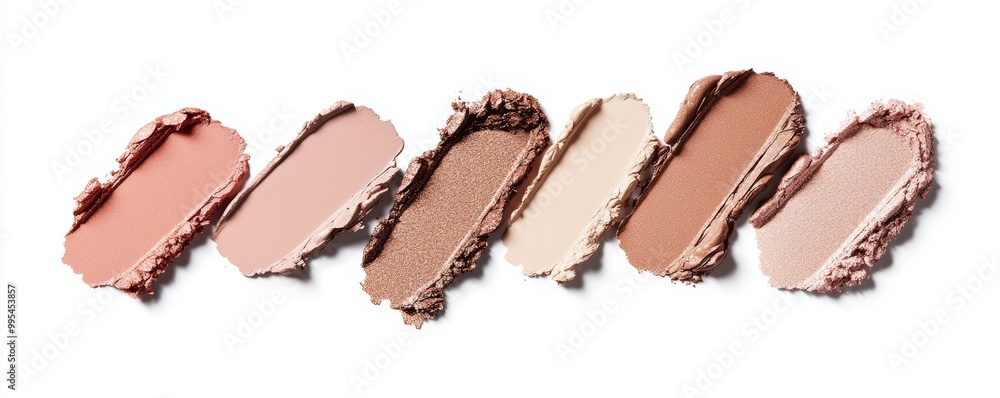 A bold array of golden terra highlighter swatches next to soft cream eyeshadows, forming a radiant, sun-kissed palette. A bold array of golden terra highlighter swatches next to soft cream eyeshadows, forming a radiant, sun-kissed palette.