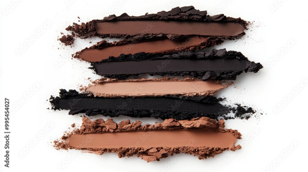 A bold mix of matte black and dark brown eyeliner swatches, paired with frosted eyeshadow for a dramatic 90s-inspired eye. A bold mix of matte black and dark brown eyeliner swatches, paired with frosted eyeshadow for a dramatic 90s-inspired eye.