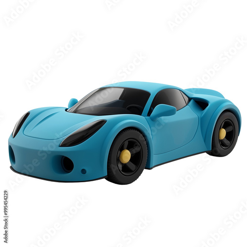 3d rendering icon blue car illustration PNG. cartoon minimal style on transparent isolated background.