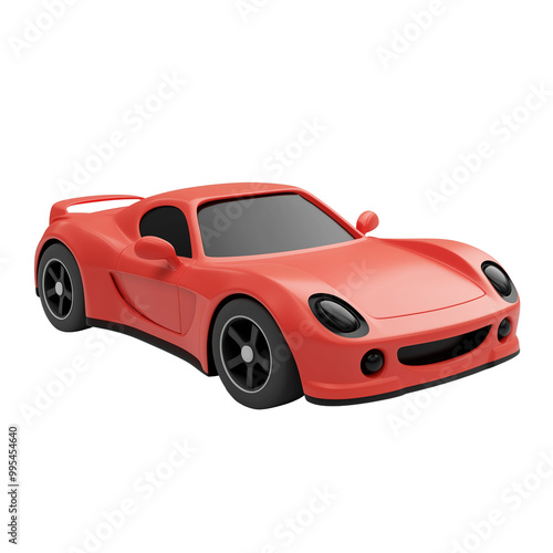 3d rendering icon red car illustration PNG. cartoon minimal style on transparent isolated background.