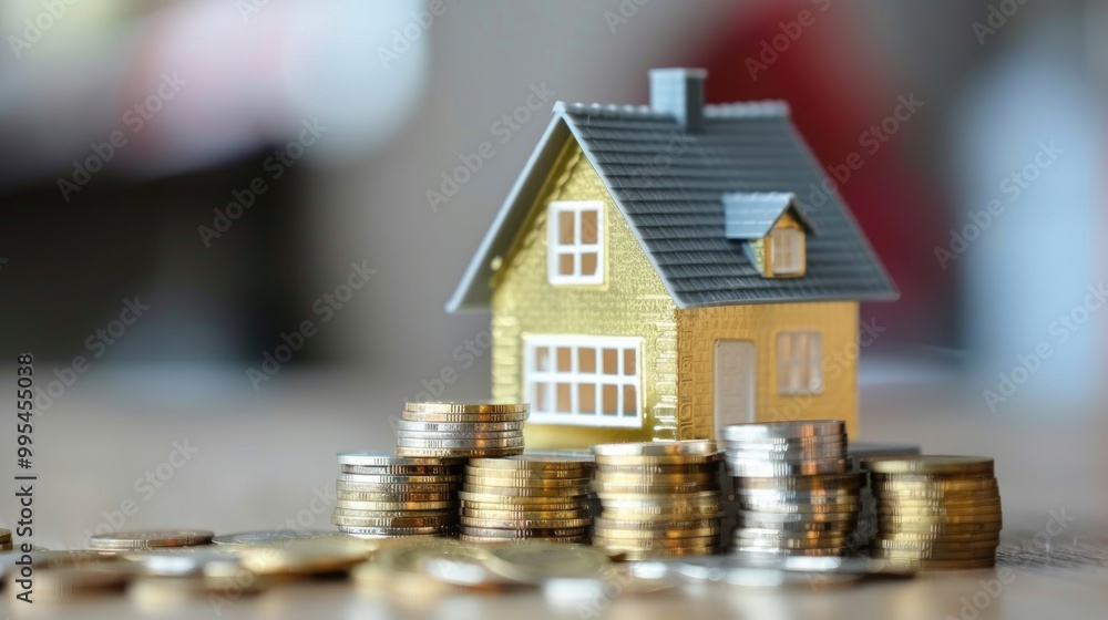 House purchase savings with increasing coin stack House purchase savings with increasing coin stack