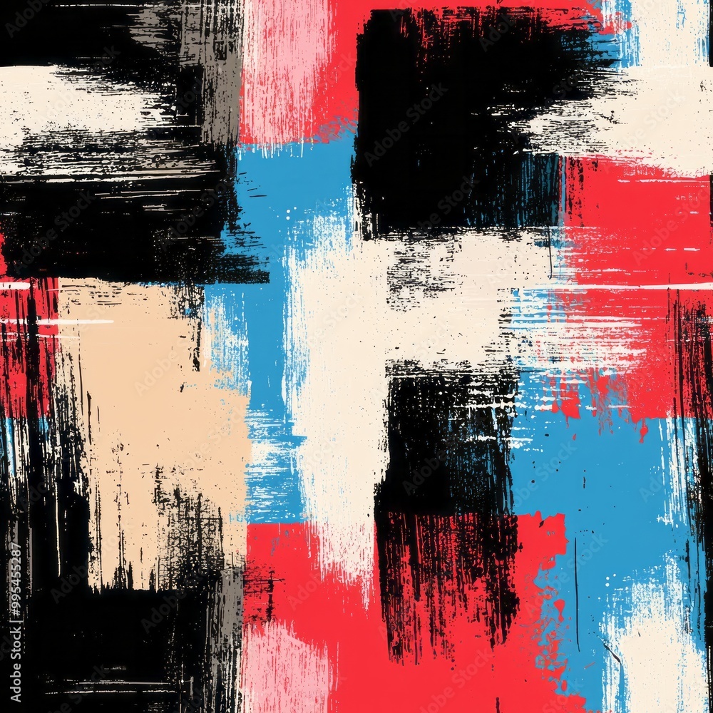 Fototapeta premium Seamless pattern of grunge with rough brushstrokes