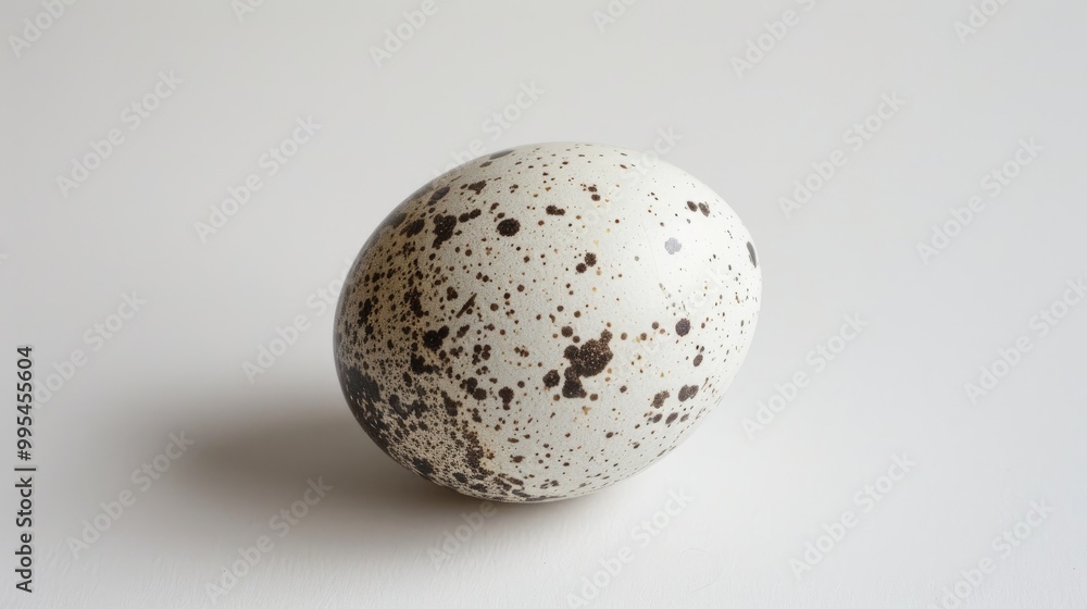 Image of a single quail egg on a white background Image of a single quail egg on a white background