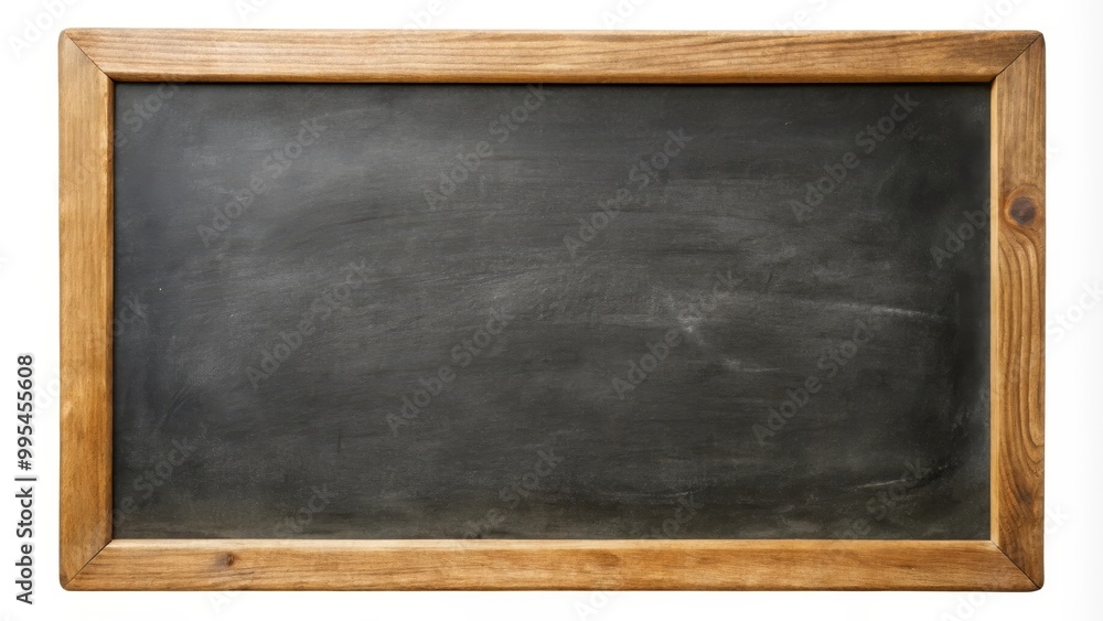 Empty chalkboard with traces of erased chalk on white background Empty chalkboard with traces of erased chalk on white background