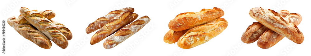 Artisan Baguettes Trio on Transparent Background Artisan Baguettes Trio on Transparent Background