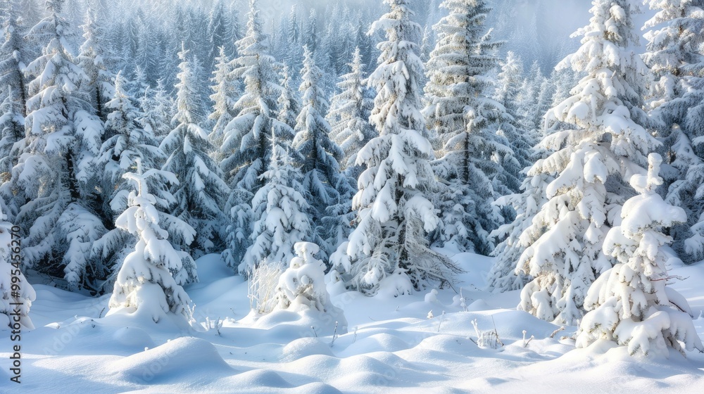 Snow covered trees in a stunning winter scenery Snow covered trees in a stunning winter scenery