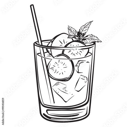 Cucumber slices in a fresh summer cocktail