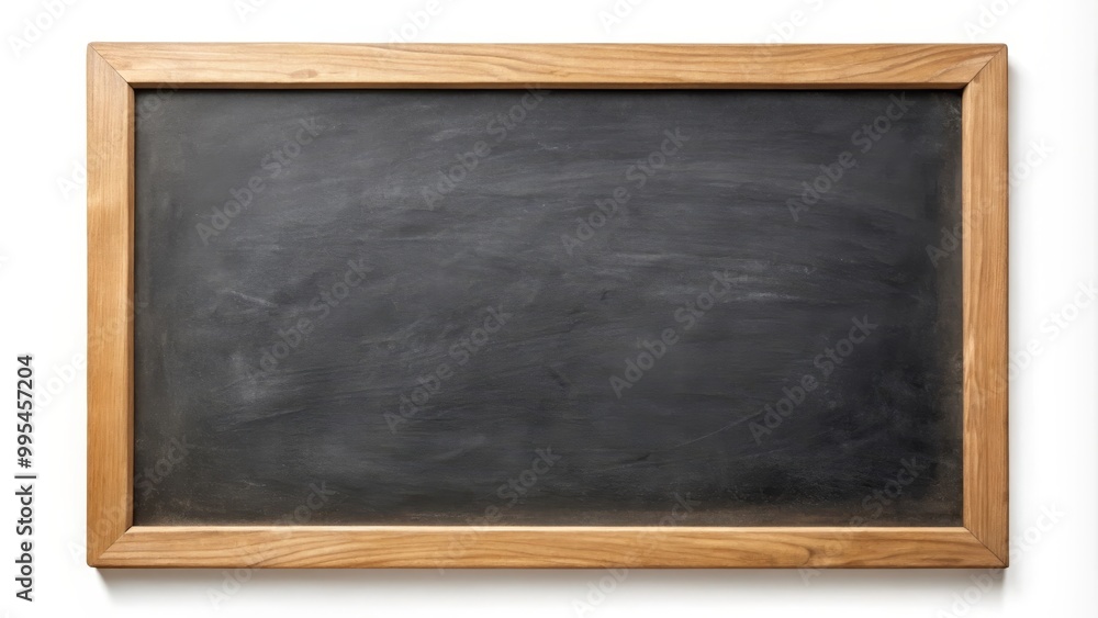 Empty chalkboard with traces of erased chalk on white background Empty chalkboard with traces of erased chalk on white background