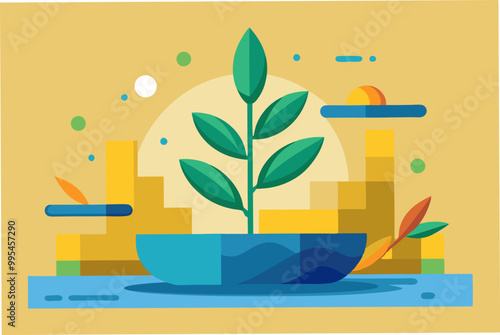 Nice water plant vector art illustration  photo