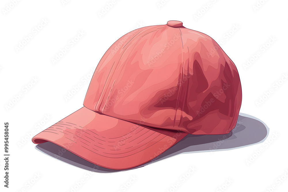 Fototapeta premium A red baseball cap is shown in a white background
