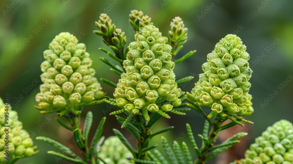 Immature seed cones of Chinese thuja also called Oriental arborvitae Immature seed cones of Chinese thuja also called Oriental arborvitae