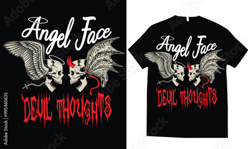 Devil angel motorcycle tshirt design
