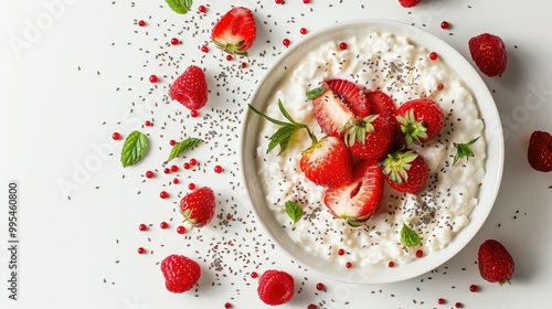 Organic White Food with Red Strawberries