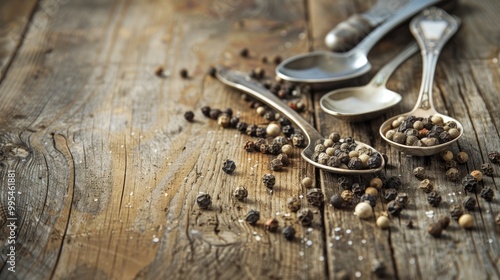 Wallpaper Mural Image of peppered spoons on wooden surface with room for text Torontodigital.ca