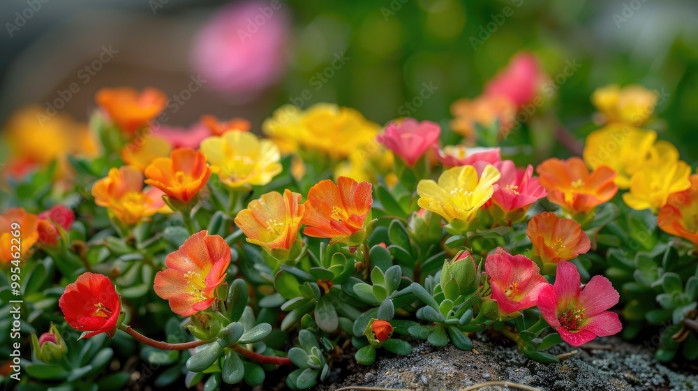 Selective focus on Portulaca bloom