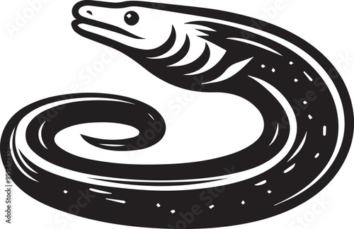 Eel silhouette vector icon, Eel logo vector black and white