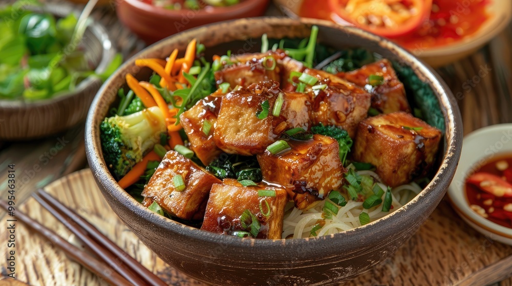 Indonesian fried tofu with vegetables Indonesian fried tofu with vegetables