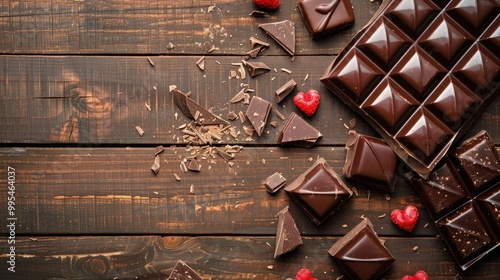 Romantic Chocolate on Wooden Background photo