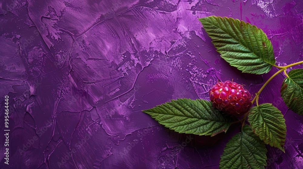 Obraz premium Purple Background with Raspberry Leaf