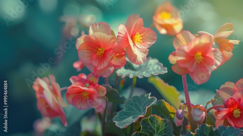 Soft background with Begonia flowers in a sweet hue