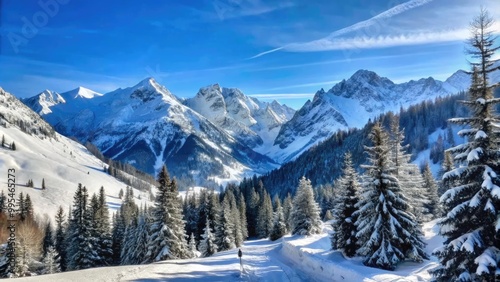 Wallpaper Mural Snow-covered mountains under a bright blue sky. Torontodigital.ca