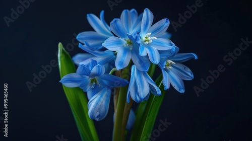 Scilla bifolia bloom on a dark backdrop photo