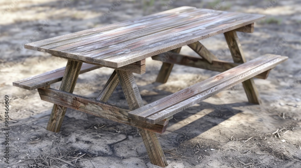 Picnic table with detailed wood grain Picnic table with detailed wood grain