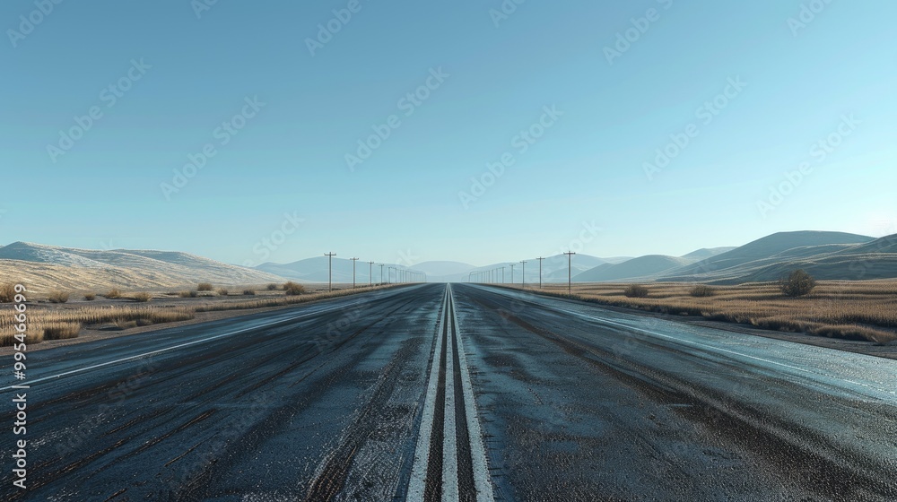 Road through clear sky landscape Road through clear sky landscape