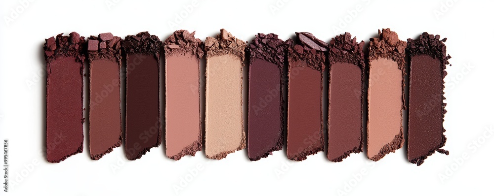 A gradient of deep plum to chocolate brown lipstick swatches, with satin finishes reminiscent of 90s grunge fashion. A gradient of deep plum to chocolate brown lipstick swatches, with satin finishes reminiscent of 90s grunge fashion.