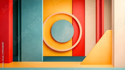 Bold Geometric Shapes Framing an Composition in Modern Minimalist Style
