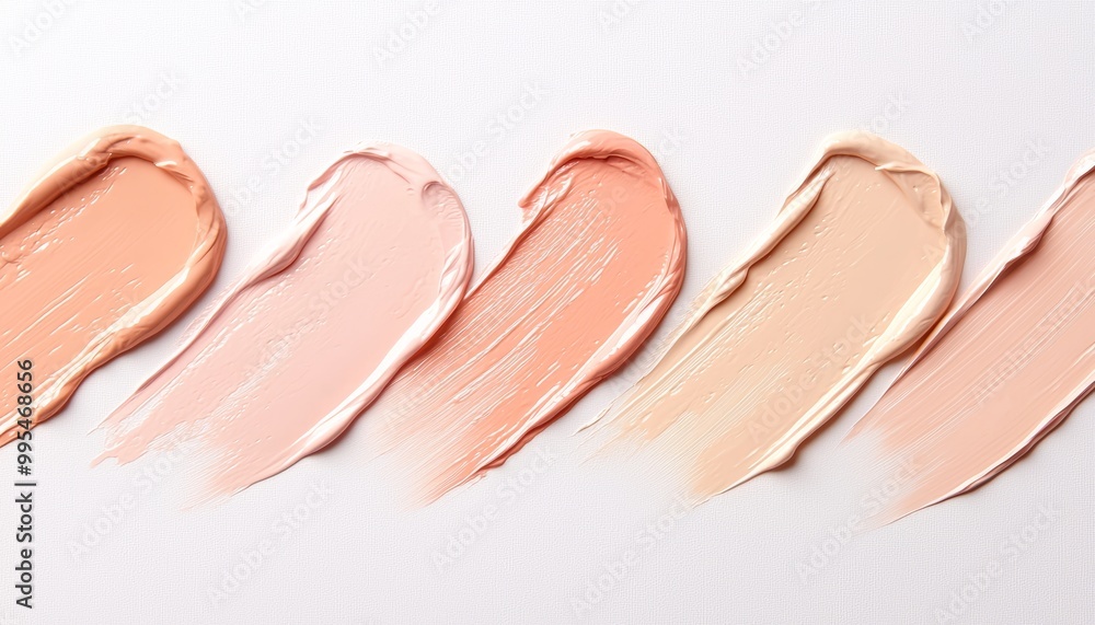 A gradient of peach to beige foundation swatches, ranging from light to medium skin tones, smoothly blended. A gradient of peach to beige foundation swatches, ranging from light to medium skin tones, smoothly blended.