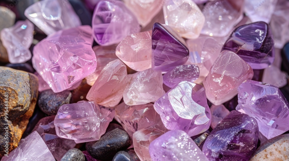 Rare gemstones and healing stones for commercial promotion Amethyst Rose Quartz Rare gemstones and healing stones for commercial promotion Amethyst Rose Quartz