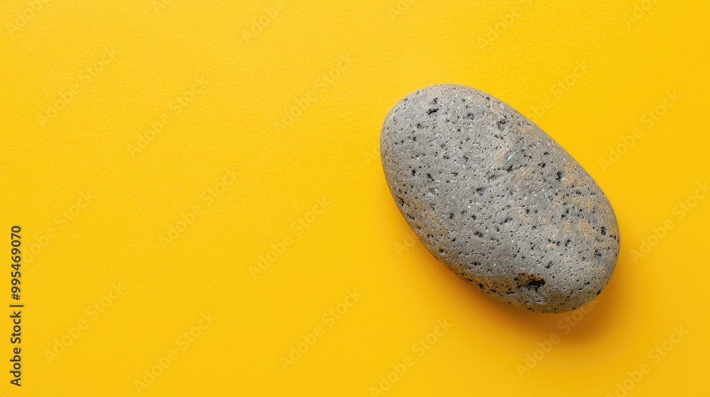 Pumice foot stone on yellow backdrop with empty space Pumice foot stone on yellow backdrop with empty space