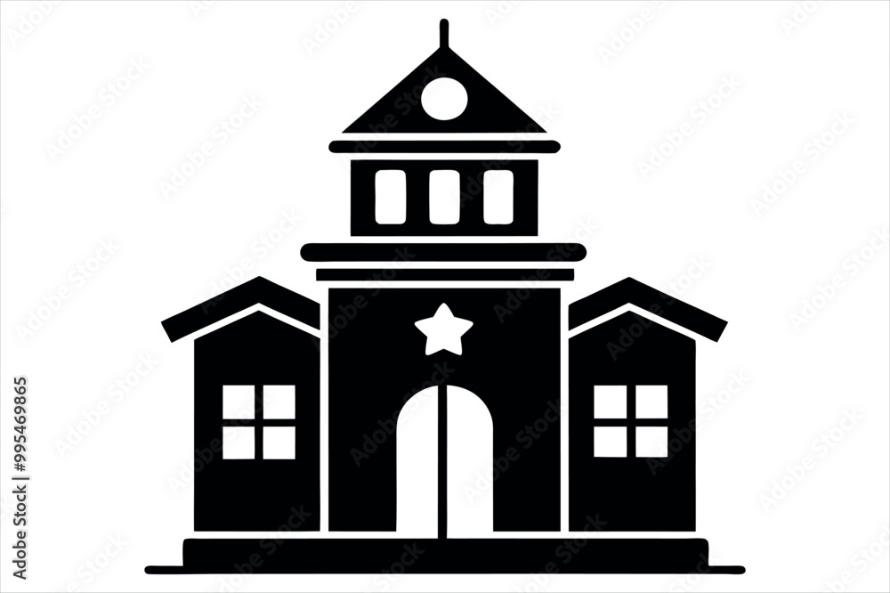police station silhouette vector police station silhouette vector