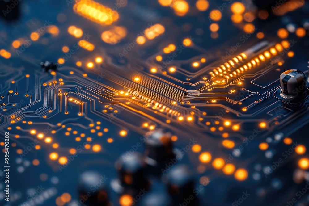 Circuit board with glowing lights. Perfect for tech, innovation, or future concepts. Circuit board with glowing lights. Perfect for tech, innovation, or future concepts.