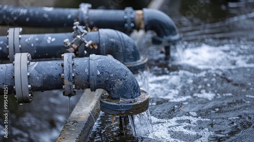 Pipes for Water on Concrete Surface