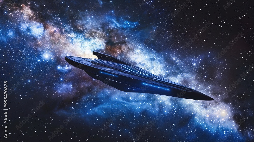 Futuristic spaceship navigating through a glowing, colorful galaxy with stars and planets, evoking a sense of space exploration and adventure. Futuristic spaceship navigating through a glowing, colorful galaxy with stars and planets, evoking a sense of space exploration and adventure.