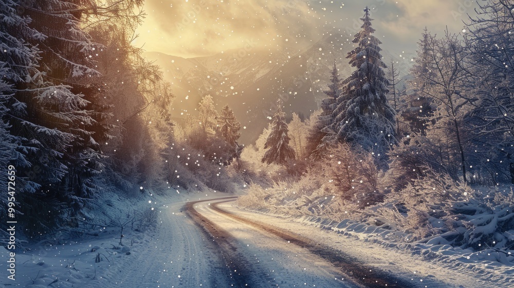 Obraz premium Mountain Road in Winter