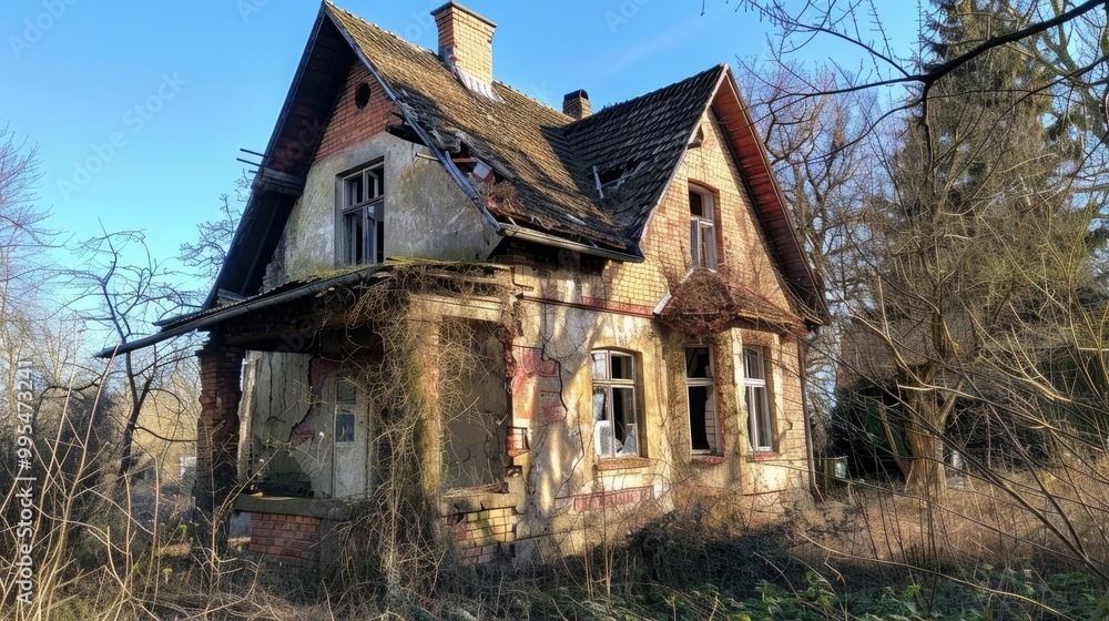 Old house suffers structural harm Old house suffers structural harm