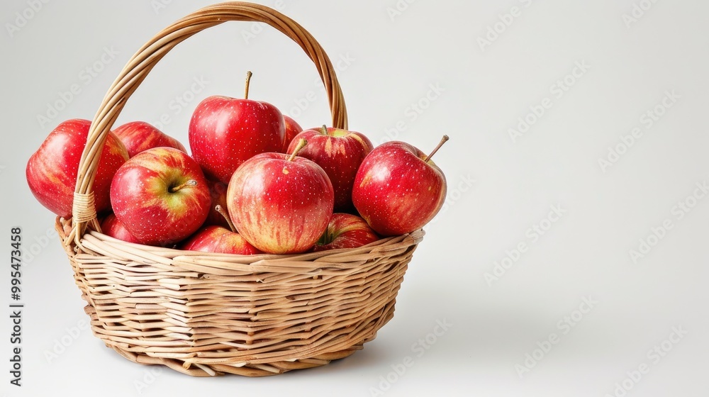 Red apples in basket on white background Red apples in basket on white background