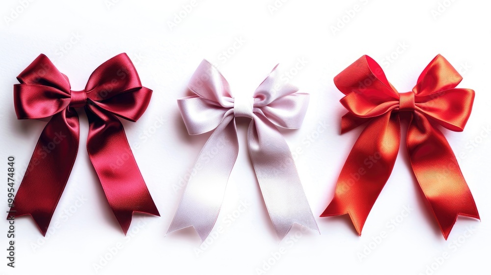 Ribbon made festive bows on white background Ribbon made festive bows on white background