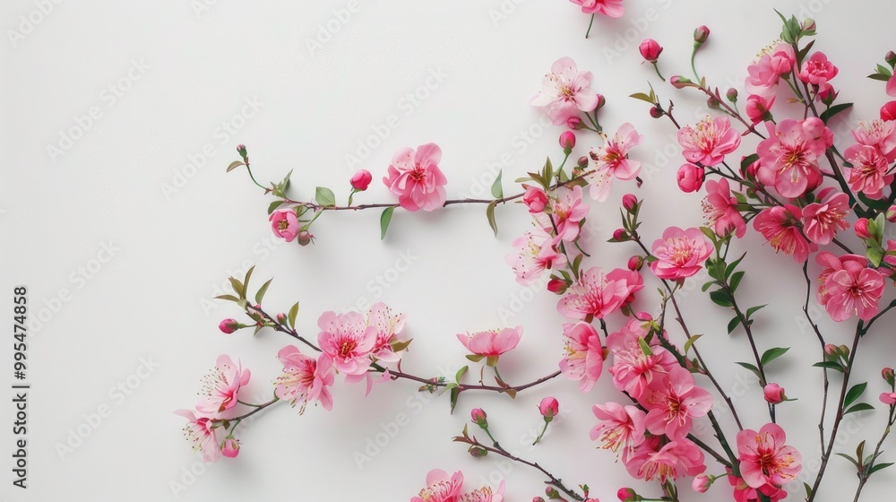 Pink flowers on a white backdrop Pink flowers on a white backdrop