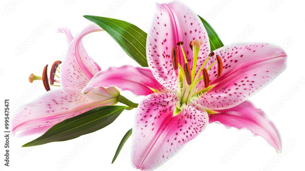Pink lily flower isolated on white background Pink lily flower isolated on white background