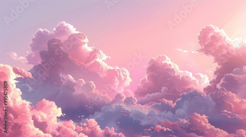 Pink sky with white clouds
