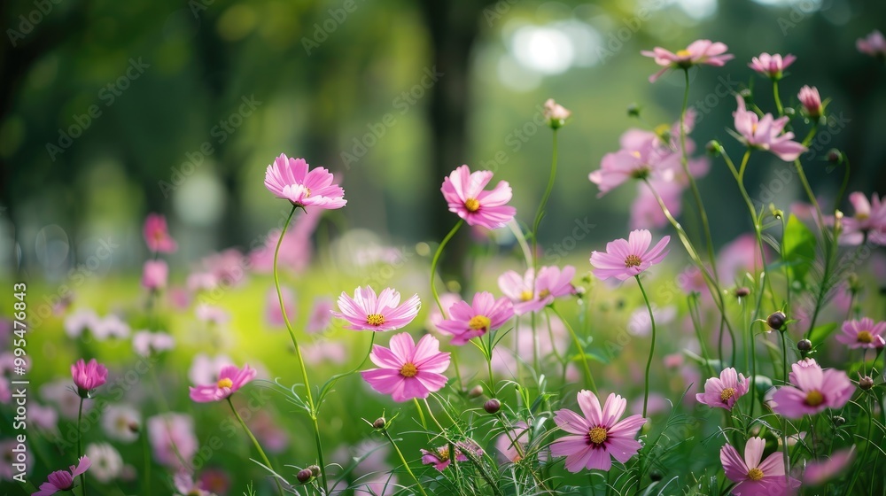 Pink flowers in the park