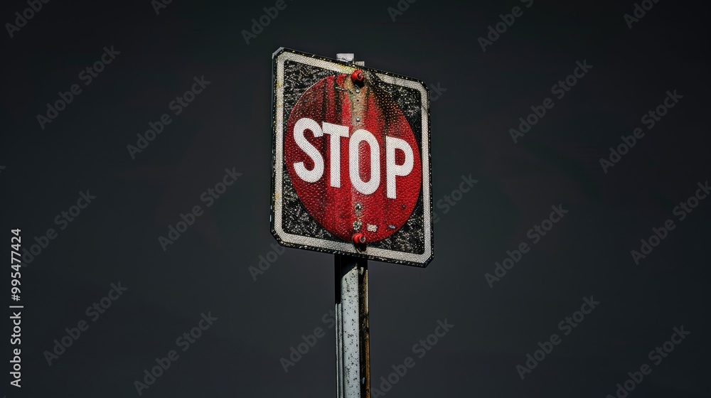 Obraz premium Road Control Isolated stop sign black background
