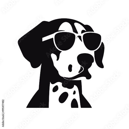 Dalmatian in Shades Silhouette Vector Illustration Transparent Background