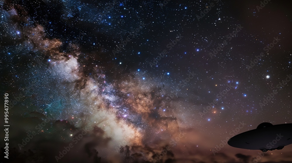 Futuristic spaceship navigating through a glowing, colorful galaxy with stars and planets, evoking a sense of space exploration and adventure. Futuristic spaceship navigating through a glowing, colorful galaxy with stars and planets, evoking a sense of space exploration and adventure.